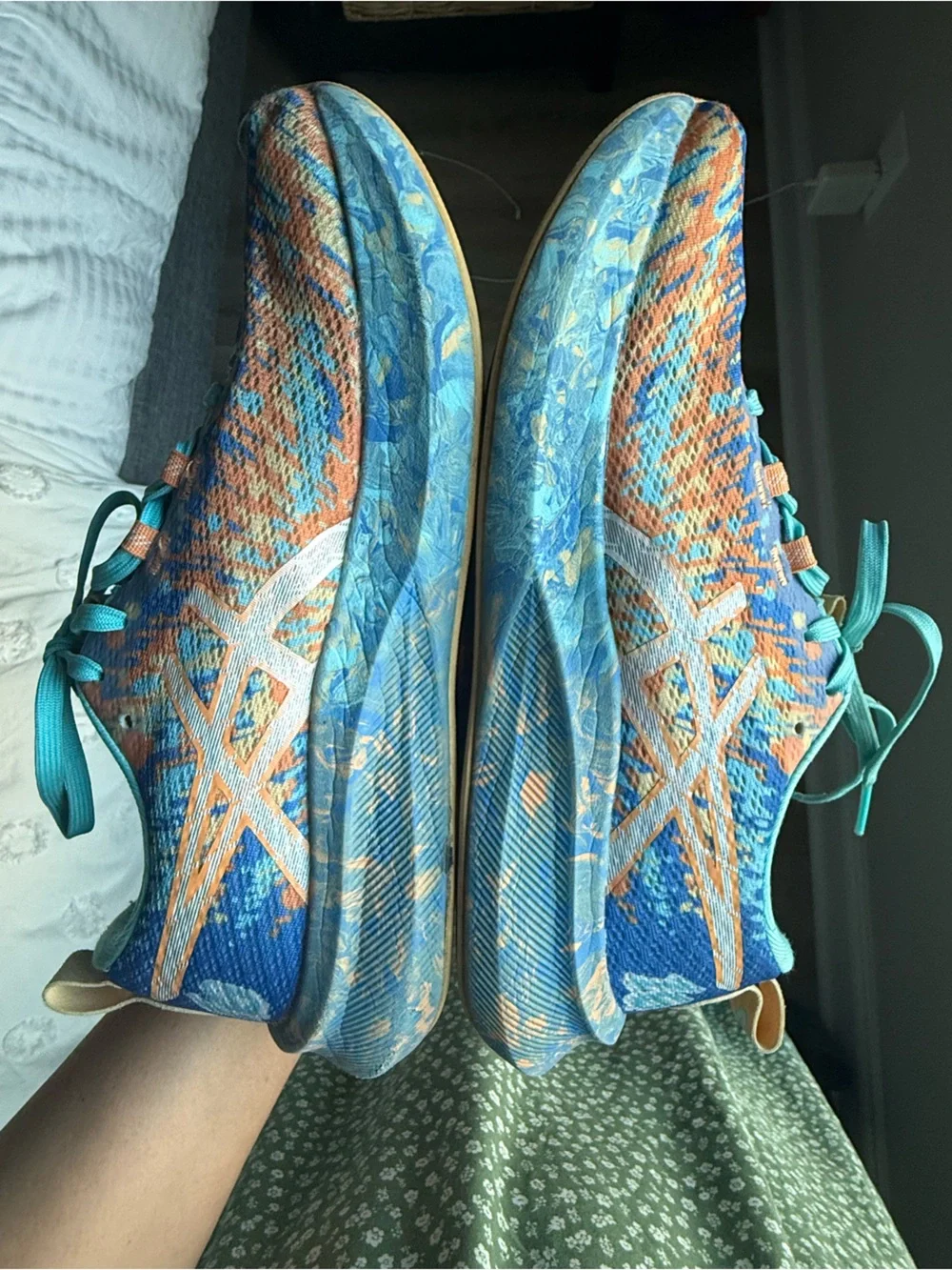 ASICS Women's NOOSA TRI 16 Running Shoes Nature Blue Faded Orange Size 9